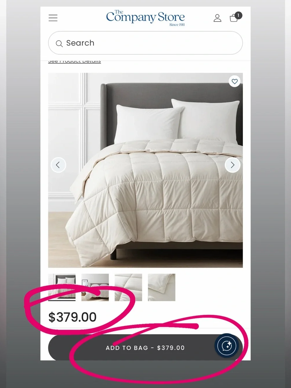 The Company Store All Seasons New Zealand Wool Comforter Full/ Queen Retail $344
